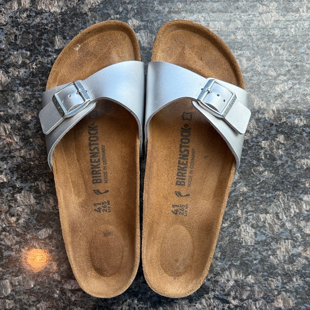 Birkenstock - Silver Madrid Sandals, size 41